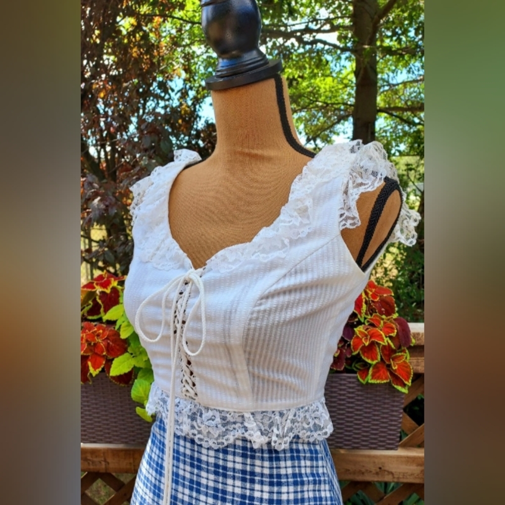 Vintage 70's Gunne Sax by Jessica Prairie Cottagcore Corset Boho Maxi Dress - Picture 7 of 9